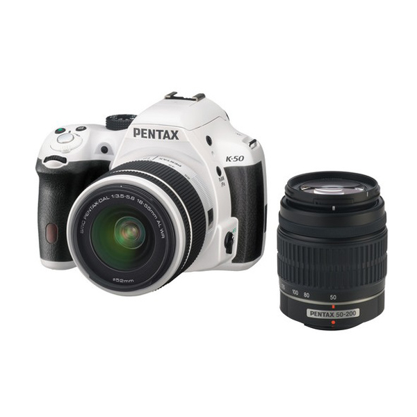 PENTAX K-50 DSLR Camera with 18-55mm Lens, White | Ricoh-pentax