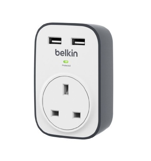 BELKIN BSV103AF Surge Cube with 2x2.4A Shared USB Charging | Belkin