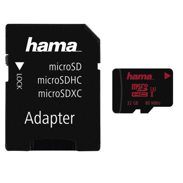 HAMA 123978 microSDHC 32GB UHS Speed Class 3 UHS-I 80MB/s + Adapter/Mobile | Hama