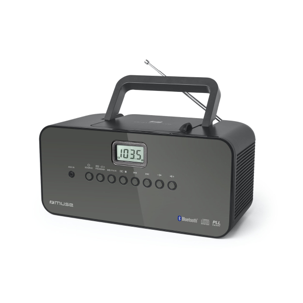 MUSE M-22 BT Bluetooth Portable Radio with CD Player, Black | Muse