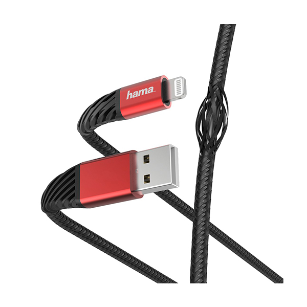 HAMA 187217 Καλώδιο USB-Α σε Lighting 1,5 Mέτρα, Μαύρο/Κόκκινο