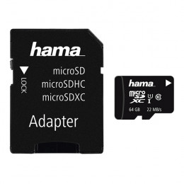 ΗΑΜΑ Κάρτα Μνήμης + Adapter, microSDHC 64GB Class 10 UHS-I 22MB/s | Hama