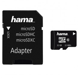 ΗΑΜΑ Κάρτα Μνήμης + Adapter, microSDHC 32GB Class 10 UHS-I 22MB/s | Hama