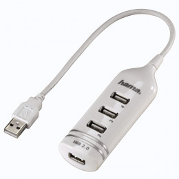 HΑΜΑ 39778 USB 2.0 Hub 1: 4, με τροφοδοσία μέσω BUS, Άσπρο | Hama