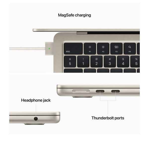 APPLE MLY13GR/A MacBook Air Φορητός Υπολογιστής, 13.6", Starlight