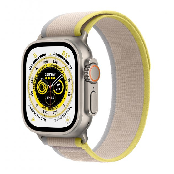 APPLE Watch Ultra GPS + Cellular 49mm, Τιτάνιο με Κίτρινο/Μπεζ Trail Loop M/L | Apple| Image 1
