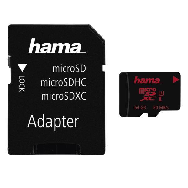HΑΜΑ 123982 microSDXC 64GB UHS Speed Class 3 UHS-I 80MB/s + Adapter/Photo | Hama| Image 1