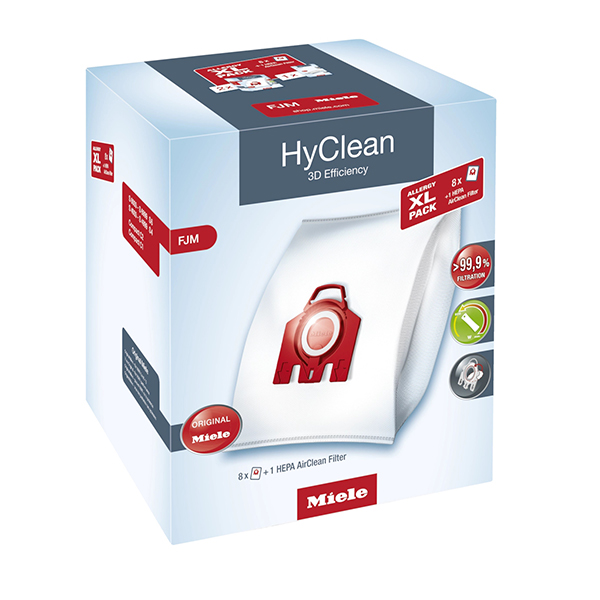 MIELE Συσκευασία Allergy XL HyClean 3D Efficiency FJM 8 Σακούλες Σκούπας και 1 Φίλτρο HEPA AirClean | Miele