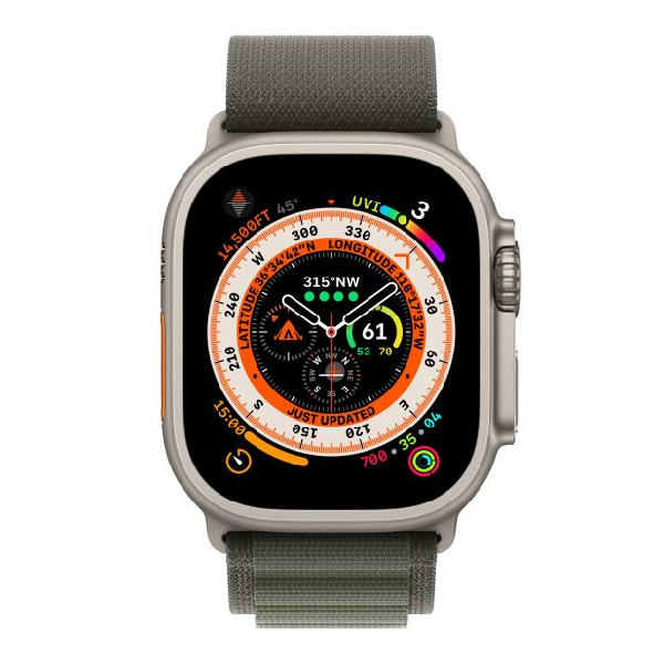 APPLE Watch Ultra GPS + Cellular 49mm, Τιτάνιο με Πράσινο Alpine Loop Medium | Apple| Image 2