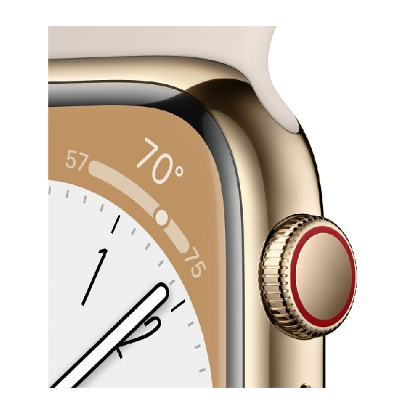 APPLE Watch Series 8 GPS + Cellular 41mm, Χρυσό Ανοξείδωτο Ατσάλι με Starlight Αθλητικό Λουράκι | Apple| Image 3