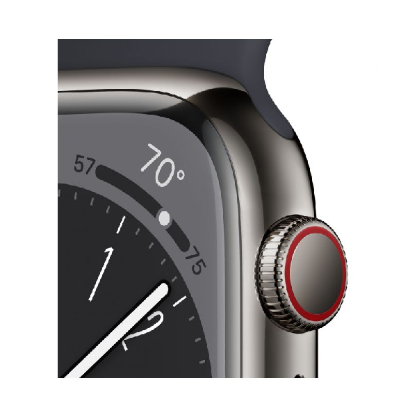APPLE Watch Series 8 GPS + Cellular 41mm, Γραφίτης Ανοξείδωτο Ατσάλι με Μαύρο Αθλητικό Λουράκι | Apple| Image 3