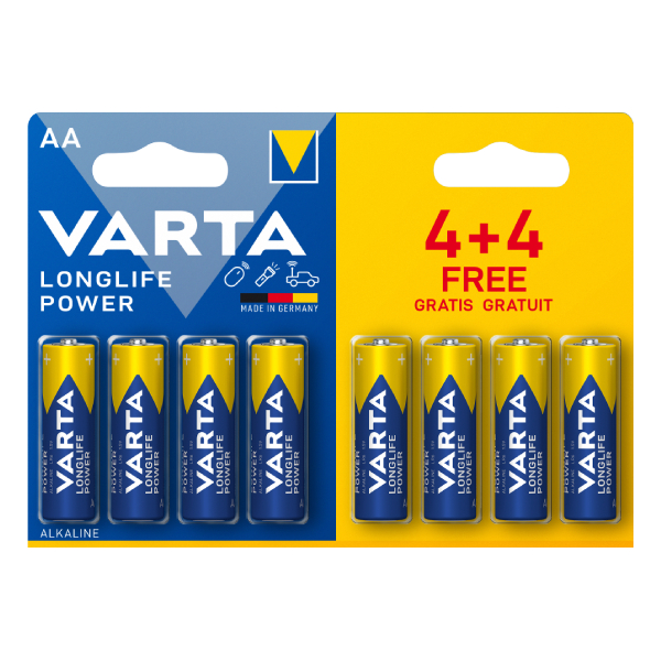 VARTA Alkaline High Energy Batteries 4+4 x AA Size