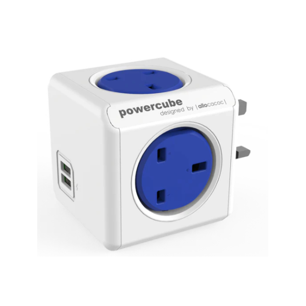 POWERCUBE 7200BL/UKOUPC 4 Socket Extension with 2 Ports USB, Blue