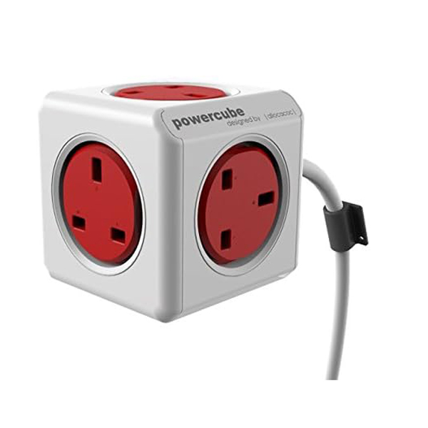 POWERCUBE 7300RD Socket 5 Outlet, 1.5 m, Red