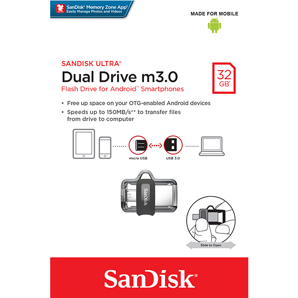 SANDISK (SDDD3-032G-G46) USB 3.0 Dual Memory Flash Drive, 32GB | Sandisk| Image 4