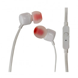 JBL T110 Pure Bass Ιn-Ear Headphones with Microphone, White | Jbl
