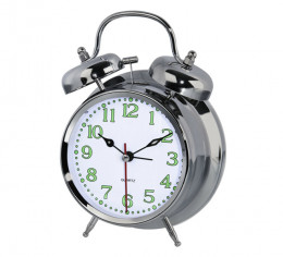 HAMA 186326 Nostalgia Alarm Clock, Silver | Hama