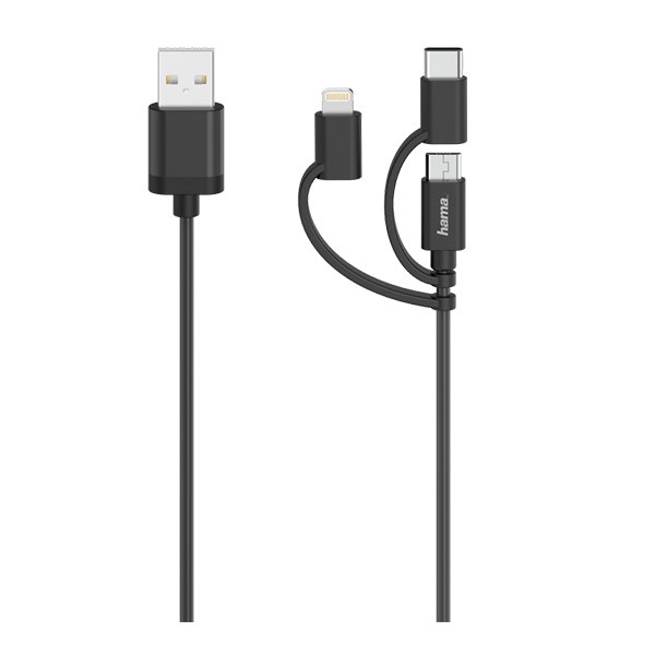 HAMA 00200617 3 in 1 Charging and Data Transfer Cable, 0,75 m