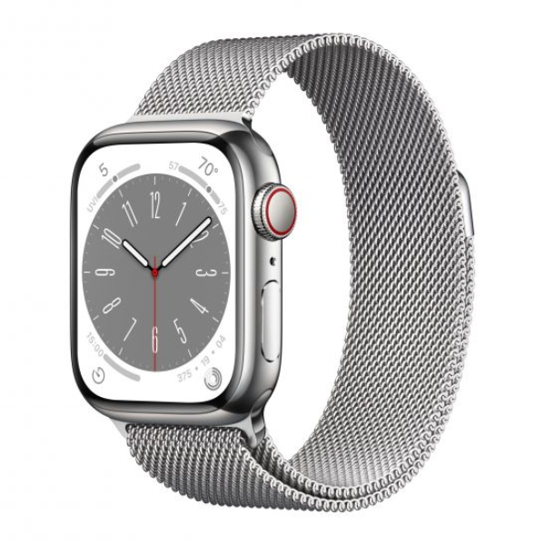 APPLE Watch Series 8 GPS + Cellular 45mm, Ασημί Ανοξείδωτο Ατσάλι με Milanese Loop | Apple