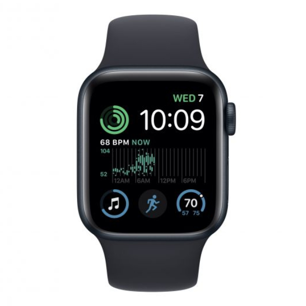 APPLE Watch SE GPS + Cellular 44mm, Μαύρο Αλουμίνιο με Μαύρο Αθλητικό Λουράκι | Apple| Image 2