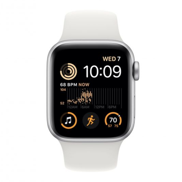 APPLE Watch SE GPS 44mm, Ασημί Αλουμίνιο με Άσπρο Αθλητικό Λουράκι | Apple| Image 2