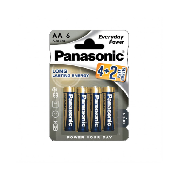 PANASONIC LR6EPS/6BP Everyday Power Batteries, 4+2 AA