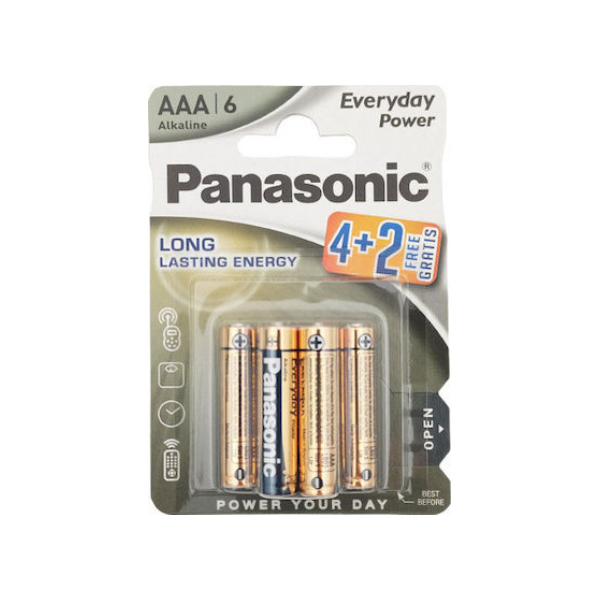 PANASONIC LR03EPS/6BP Everyday Power Batteries, 4+2 AAA