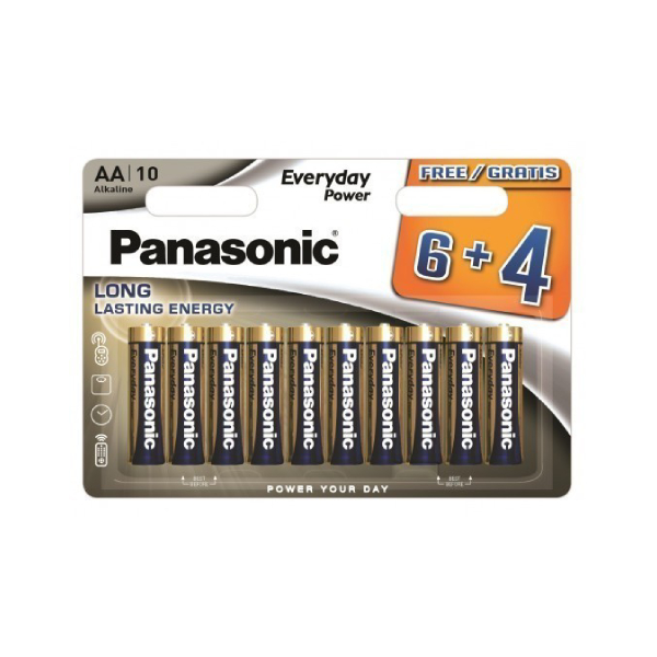 PANASONIC LR6EPS/10BW Everyday Power Batteries, 6+4 AA