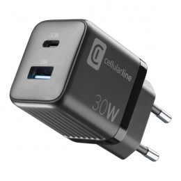 CELLULAR LINE ACHUSBGAN2PD30WK Charger with Dual Ports, Black | Cellular-line