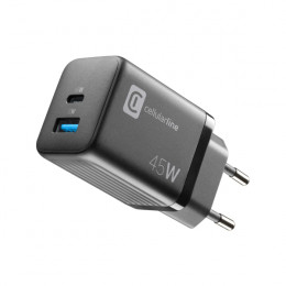 CELLULAR LINE Μultipower Charger with Dual Ports 45 Watt, Black | Cellular-line