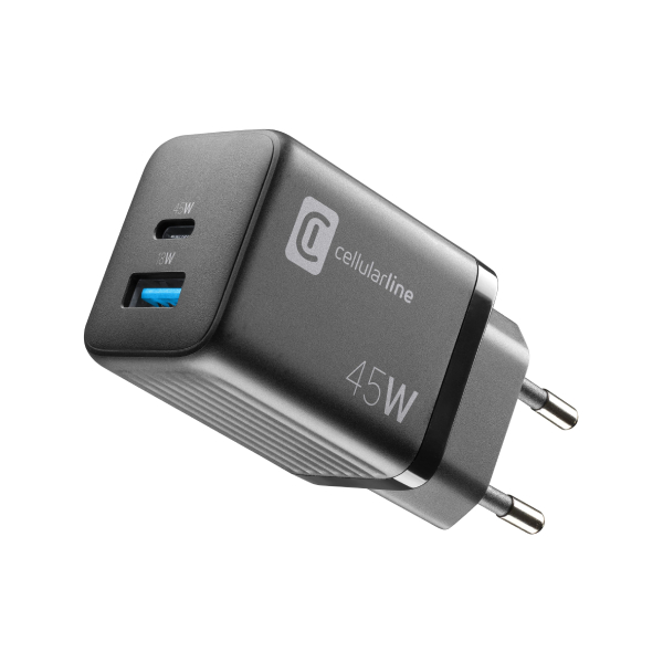 CELLULAR LINE Μultipower Charger with Dual Ports 45 Watt, Black