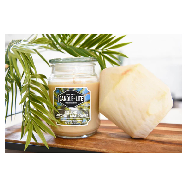 CANDLE-LITE Island Coconut Mahogany Scented Candle | Candle-lite| Image 4