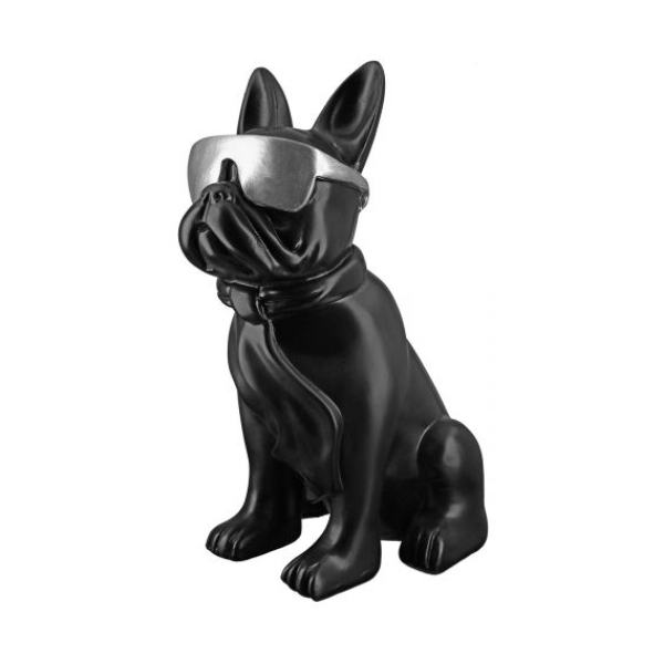 Poly Cool Διακοσμητικό Σκυλάκι, Μαύρο με Ασημί | Gilde