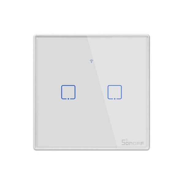 SONOFF T2 UK 2C Smart Διακόπτης Τοίχου, 2 Switches, Άσπρο