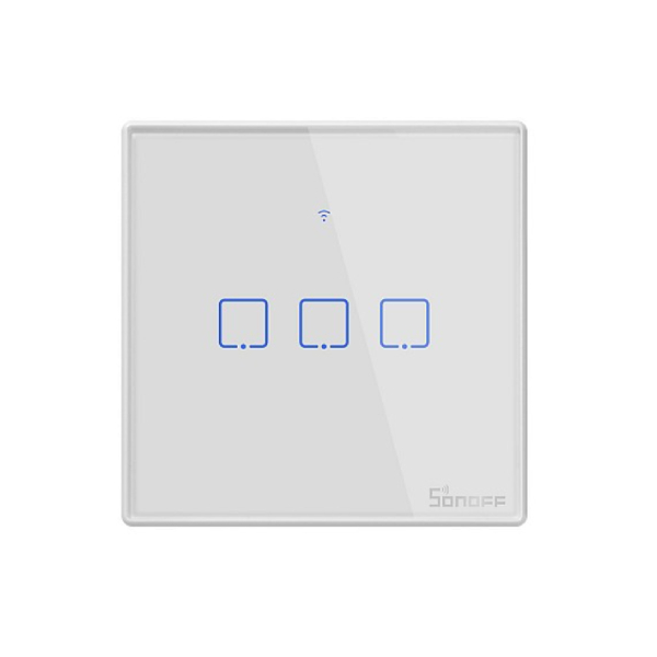 SONOFF T2 UK 3C WiFi Smart Wall Touch Switch, 3 Switches, White