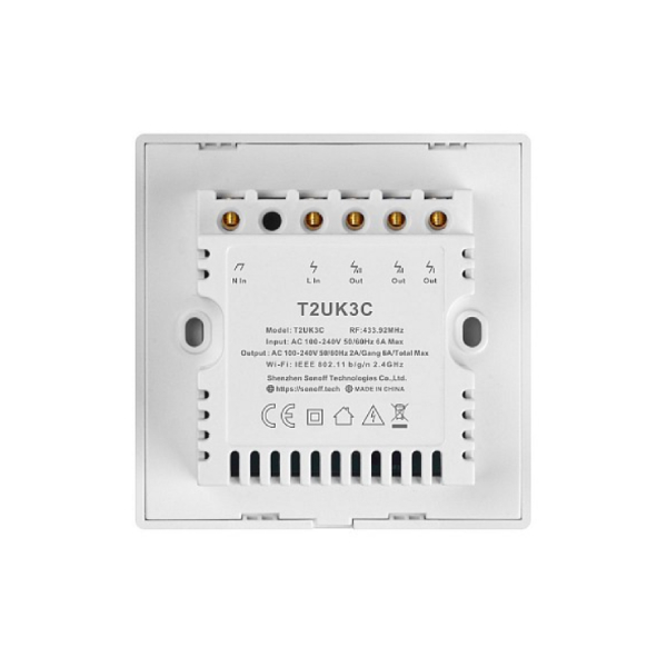 SONOFF T2 UK 3C WiFi Smart Διακόπτης Τοίχου, 3 Switches, Άσπρο | Sonoff| Image 4