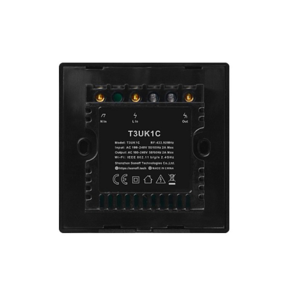 SONOFF T3 UK 1C WiFi Smart Διακόπτης Τοίχου, Μαύρο | Sonoff| Image 3