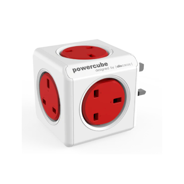 POWERCUBE 7100RD/UKORPC Plug 5 Socket UK, Red