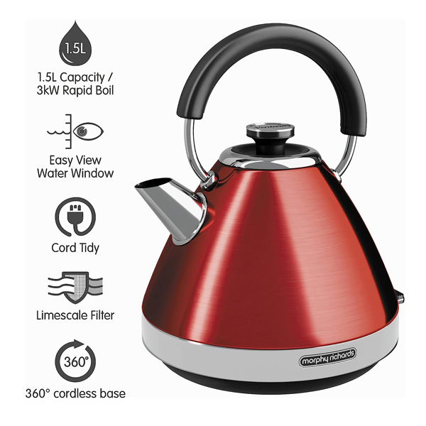 MORHY RICHARDS 100133 Mr Pyramid Kettle, Red | Morphy-richards| Image 2