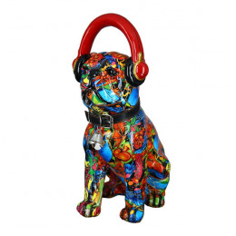 Poly Decorative Dog with Black Strap, Colorfull | Gilde