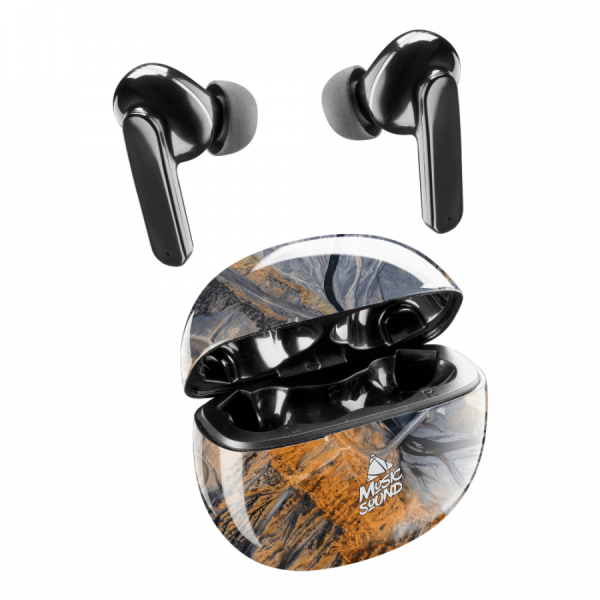 CELLULAR LINE BTMSTWSINEAR3 Music Sound True Wireless Headphones, Black/Orange | Cellular-line| Image 2