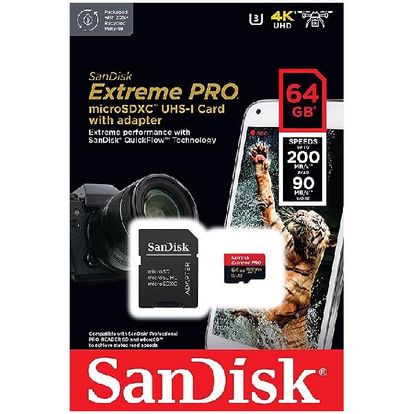 SANDISK SDSQXCU-064G-GN6MA Extreme Pro MicroSD Memory Card, 64 GB | Sandisk| Image 4