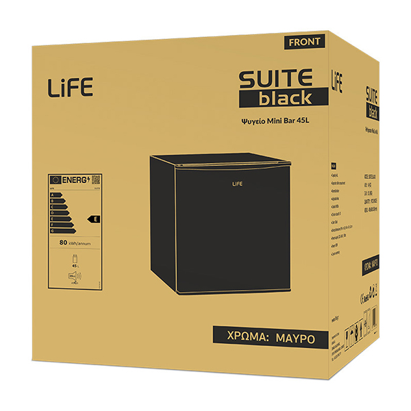 LIFE Mini Bar Μονόπορτο Ψυγείο, Suite Μαύρο | Life| Image 4