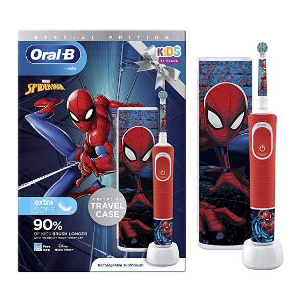 ORAL-B D100K Kids Spiderman Gift Pack Electric Toothbrush