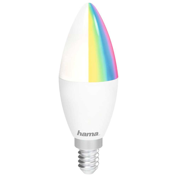 HAMA 176599 E14 Smart LED Wi-Fi Candle Bulb, White+RGB