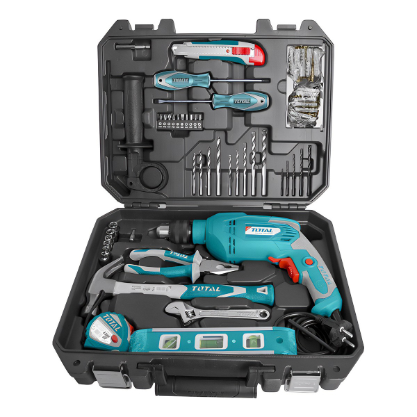 TOTAL THKTHP1012 Set Impact Drill & 101 Pieces Hand Tools