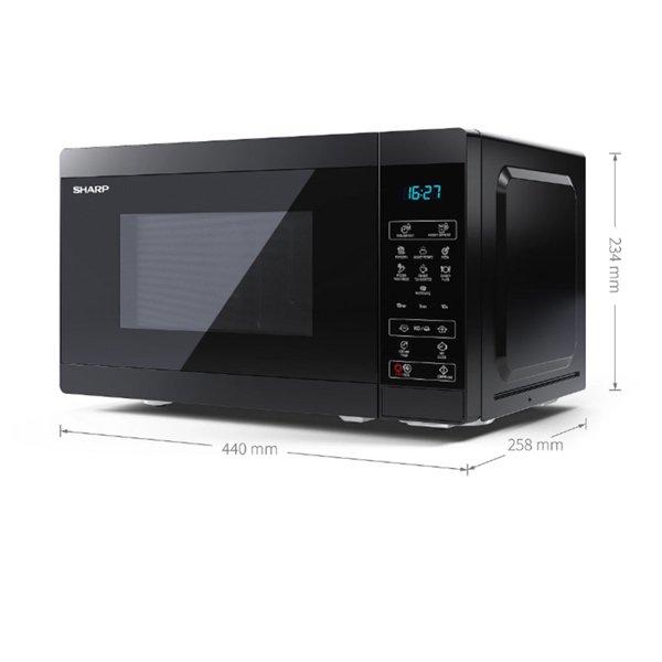 SHARP YC-MS02E-B Microwave Oven, Black | Sharp| Image 3