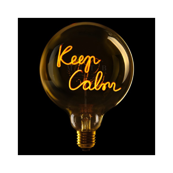 MITB 904086 E27 Handmade LED Bulb  Keep Calm, Yellow