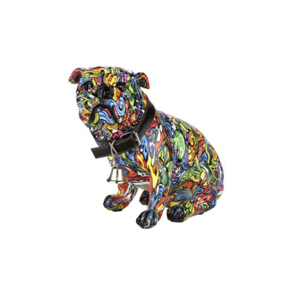 Polyethy Pop Art Decorative Dog with Black Strap, Colorfull