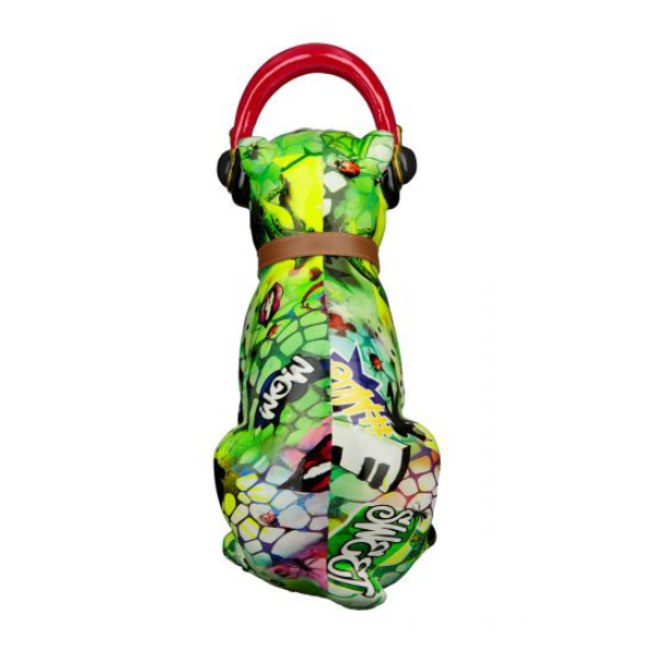 Polyresi Street Art Decoratice Pug with Brown Strap, Colorfull | Gilde| Image 4